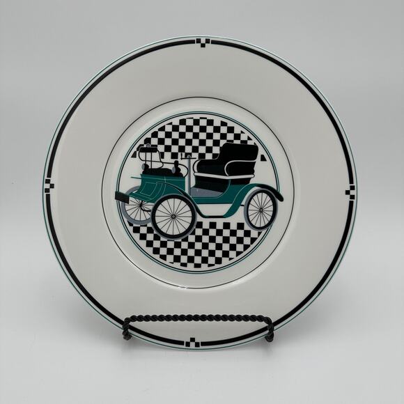 Vtg Chop Plate Mikasa Vintage Coach Green Postmodern 90s Geometric 12" Maxima - Picture 1 of 5